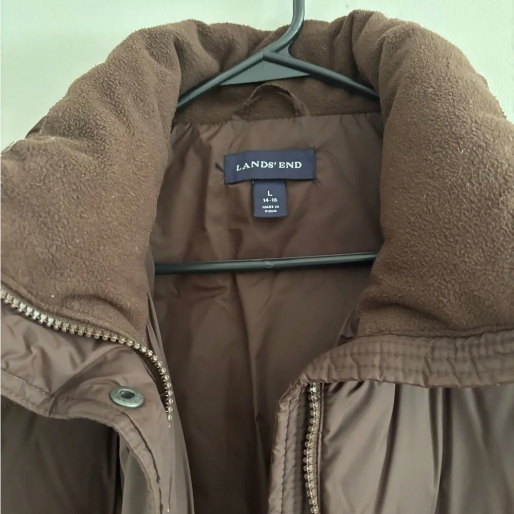 Lands' End Chocolate Brown Puffer Jacket - Picture 4 of 4